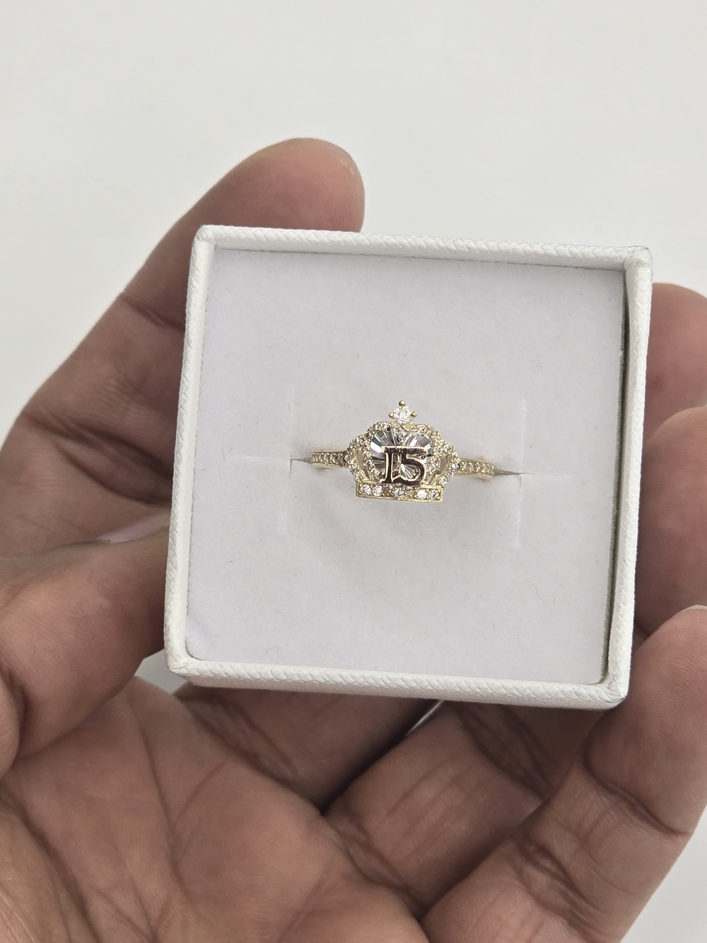 15 Crown Ring in Gold with Clear Stones - Women's Jewelry - Picture 5 of 8